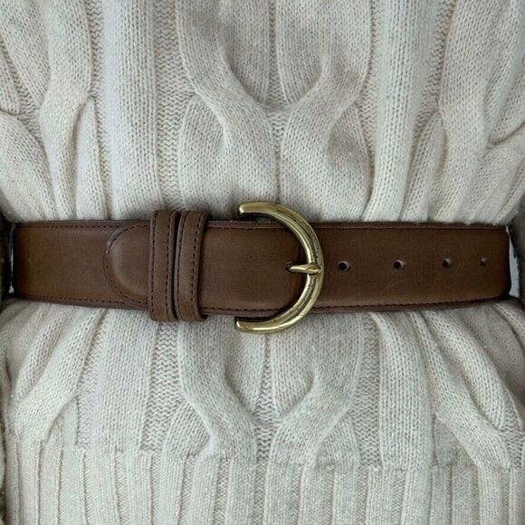 Coach Womens Putty Glove Tanned Cowhide Solid Brass Buckle Made in USA Belt 28 - Picture 1 of 4